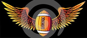 Realistic ball for American football with wings emblem vector