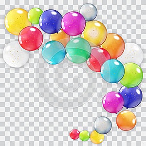 Realistic Balloon Collection Set Isolated on Transparent Background. Vector Illustration