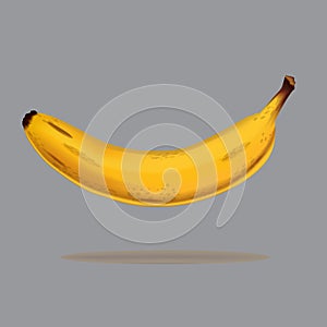 Realistic banana, fruit vector illustration ripe yellow banana isolated on white background. 3D model illustrate, copy