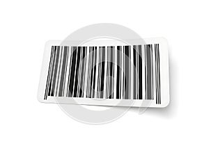 A realistic barcode sticker on a white background