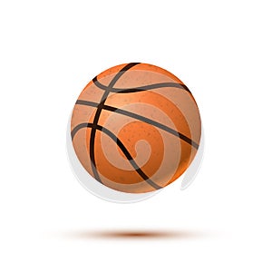 Realistic basketball ball with shadow on white