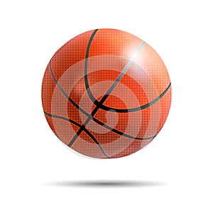 Realistic basketball ball on white with shadow