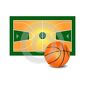 Realistic basketball and court icon. Vector illustration eps 10