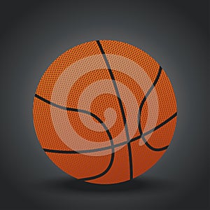 Realistic basketball design on gray background.