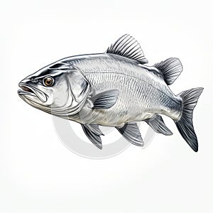 Realistic Bass Fish Illustration In Classical Proportions