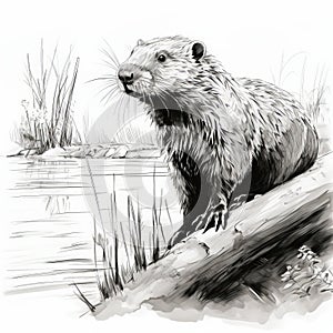 Realistic Beaver Illustrations: Captivating Brushwork And Raw Character