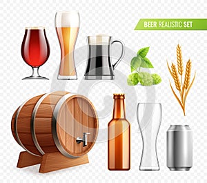 Realistic Beer Transparent Set