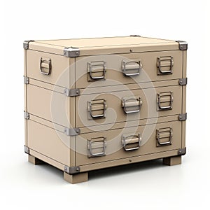 Realistic Beige Chest Of Drawers With Ottoman Army 3d Render