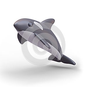 Realistic big orca swimming on white background. Fish mascot design