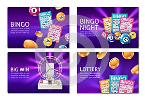 Realistic Bingo horizontal cards template set