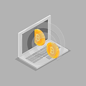 Realistic bitcoin vector illustration