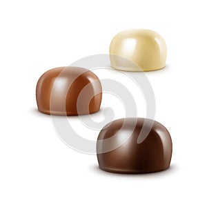 Realistic Black Dark Bitter White Milk Chocolate Candies