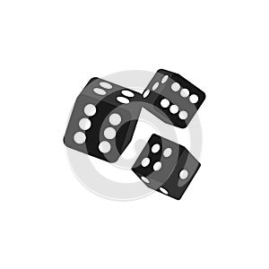 Realistic black dice isolated 3d objects