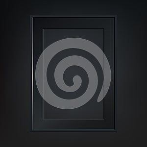 Realistic black frame isolated on dark background. Presentations. Vector illustration
