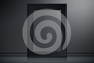 Realistic black frame isolated on dark background. Presentations. Vector illustration