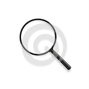 Realistic black magnifying glass. Magnification lens isolated on white background. 3d Vector object illustration