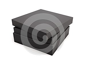 Realistic black open box isolated on white background for your d