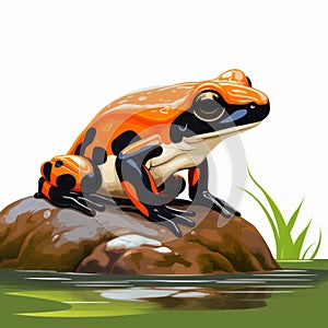 Realistic Black And Orange Frog Clip Art With White Margins