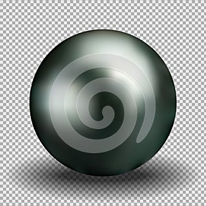 Realistic black pearl. 3D ball on a transparent background. Isolated vector object.