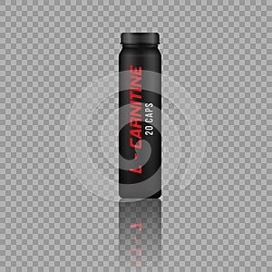 Realistic black plastic bottle or jar protein.