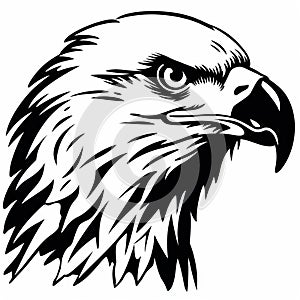 Realistic Black And White Eagle Head Stencil For Patriotic Art