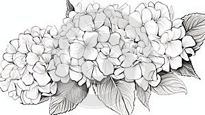 Realistic Black And White Hydrangea Coloring Page