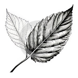 Realistic Black And White Leaves Drawing For Sale