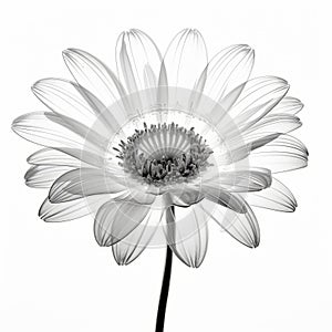 Realistic Black And White Photo Of A Translucent Daisy