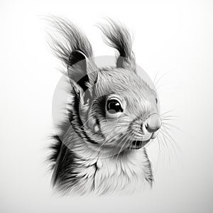 Realistic Black And White Squirrel Portrait Tattoo Drawing