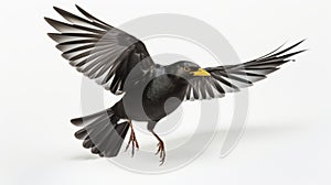 Realistic Blackbird In Flight: Stunning Photo With White Background