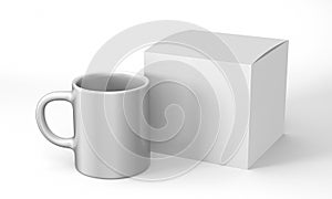 Realistic blank ceramic white coffee cup and mug isolated on white background. design template. 3d render illustration