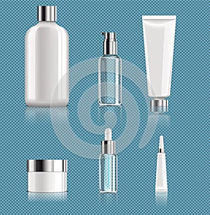 Realistic Blank Cosmetic Packages Set