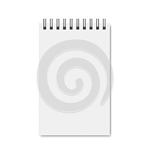 Realistic blank notebook Ð°6 with spiral, template stationery notebook office.