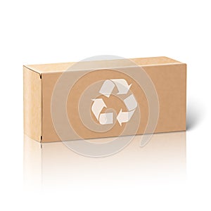 Realistic blank paper craft package box. Isolated