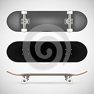 Realistic blank skateboard template - grey