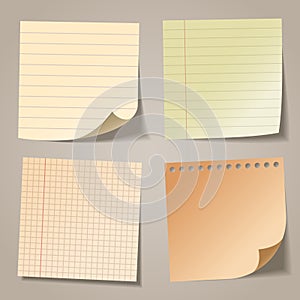 Realistic blank sticky notes. Colored sheets of note papers. Paper reminder. Vector illustration.