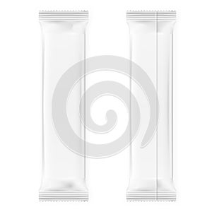 Realistic Blank Template Packages For Snack, Chocolate Or Candy. Plastic Pack Set