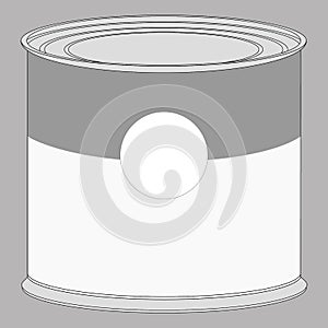 Realistic blank tin for canned food, preserve. Mock up to advertise goods