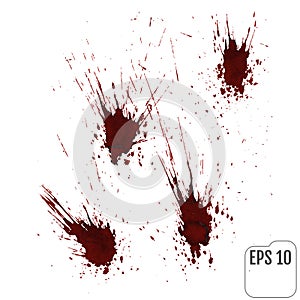 Realistic blood drips. Splash and spray of blood. Vector