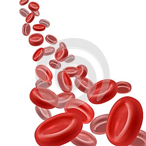 Realistic Blood Erythrocyte Flow Background Card. Vector photo