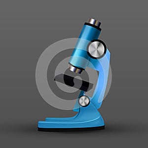 Realistic Blue Bio Laboratory Microscope Vector