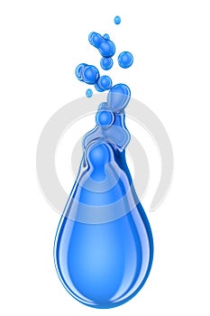 Realistic blue drop isolated on