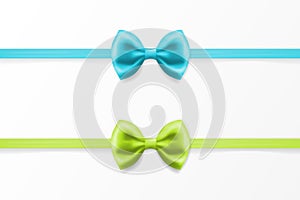 Realistic blue and green bow tie