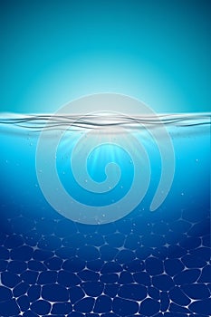 Realistic blue underwater. 3D illustration. Vector.