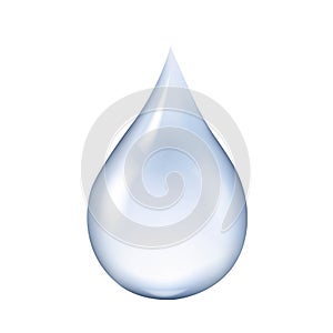 Realistic Blue Water Drop Isolated
