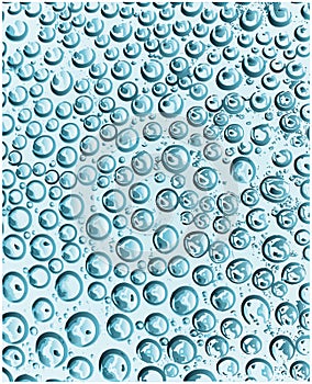 Realistic blue water droplets on the blue background Vector illustration