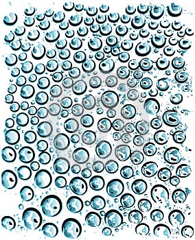 Realistic blue water droplets isolated on the white background Vector illustration