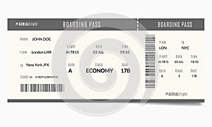 Realistic boarding pass illustration