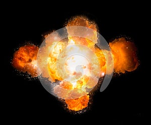 Realistic bomb explosion busting photo
