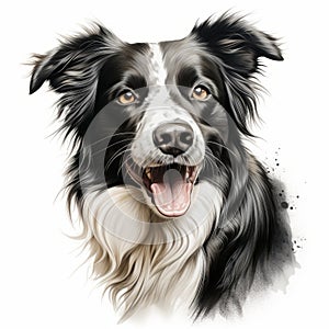 Realistic Border Collie Dog Portrait Vector Illustration photo